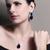 Conjunto gotas safira com pérolas e zircônias - Semijoia em Ouro 18K
