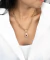 Colar Elos Entrelaçados com Menina Cravejada e Coração Pink - Semijoia em Ouro 18K - comprar online