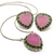 Conjunto Coração Fúcsia Fusion com Esmeraldas - Semijoia em Ouro 18K - comprar online