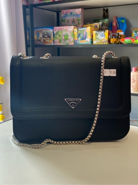 Bolsa Preta Corrente Prata