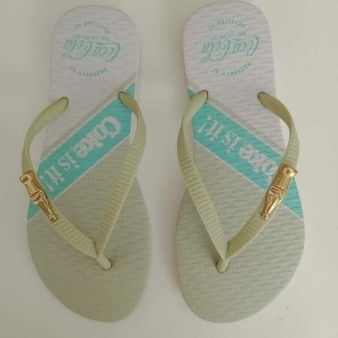 Sandália Feminina Coca Cola Kansas Branco/Verde Oliva 4210