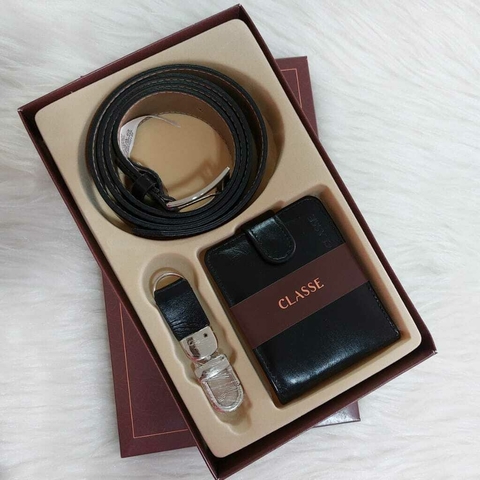 KIT CARTEIRA CLASSE COURO /SOCIAL PRETO 19