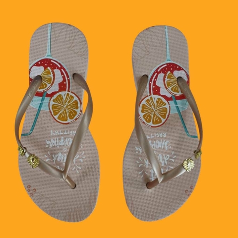 SANDALIA FEMININA DRINK E RAFITTHY GOLD RAFITTHY