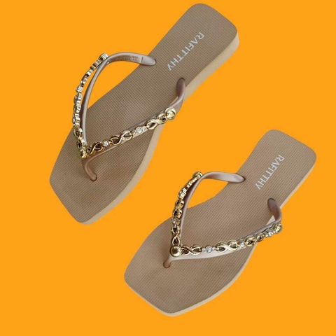 SANDALIA FEMININA CHARM CRYSTAL GOLD RAFITTHY