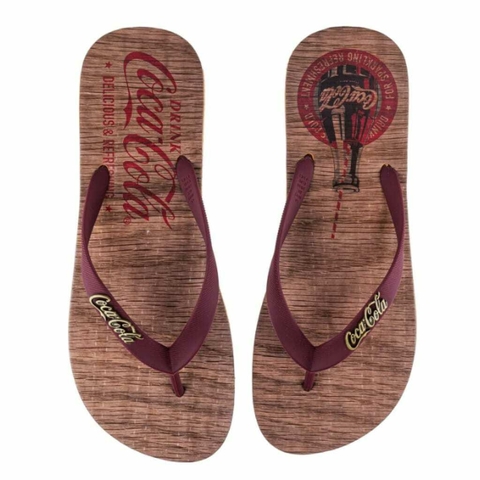 SANDALIA COCA COLA WOOD STRAW CARAMELO E BORDO