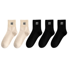5 pares/lote Meias Femininas de Algodão com Bordado de Sorriso na internet