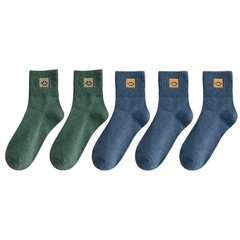 5 pares/lote Meias Femininas de Algodão com Bordado de Sorriso - loja online