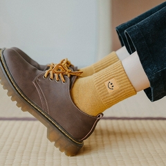 5 pares/lote Meias Femininas de Algodão com Bordado de Sorriso