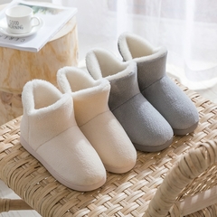 Imagem do Chinelos de inverno femininos quentes de pelúcia casais sapatos de chão antide