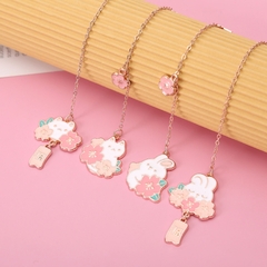 Kawaii Coelho Gato E Sakura Pingente Livro Clipe Metal Marca De Paginação Pers