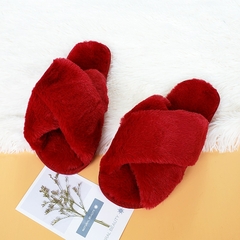 BEVERGREEN Winter Women House Chinelos Faux Fur Faux Flat Shoes Women Slip on Ho - comprar online