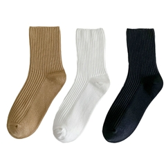 Lote de 3 pares de Meias Femininas de algodão retrô