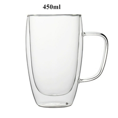 Imagem do Caneca de vidro em forma de coração Copos de casal Copo de vidro de parede dup