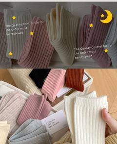 4 pares de Meias Femininas de inverno de lã grossas quentes