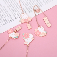 Kawaii Coelho Gato E Sakura Pingente Livro Clipe Metal Marca De Paginação Pers - comprar online