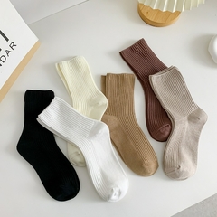 Lote de 3 pares de Meias Femininas de algodão retrô