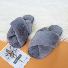 BEVERGREEN Winter Women House Chinelos Faux Fur Faux Flat Shoes Women Slip on Ho - loja online