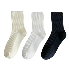 Lote de 3 pares de Meias Femininas de algodão retrô