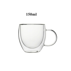Caneca de vidro em forma de coração Copos de casal Copo de vidro de parede dup