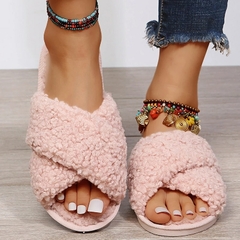 BEVERGREEN Winter Women House Chinelos Faux Fur Faux Flat Shoes Women Slip on Ho - Higher Self