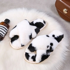 BEVERGREEN Winter Women House Chinelos Faux Fur Faux Flat Shoes Women Slip on Ho na internet