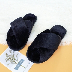 BEVERGREEN Winter Women House Chinelos Faux Fur Faux Flat Shoes Women Slip on Ho - comprar online
