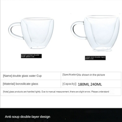 Caneca de vidro em forma de coração Copos de casal Copo de vidro de parede dup - comprar online
