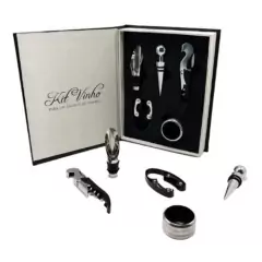 Kit Vinho Abridor Saca Rolhas Tampa Dosador Livro 05 Peças - comprar online