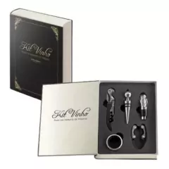 Kit Vinho Abridor Saca Rolhas Tampa Dosador Livro 05 Peças na internet