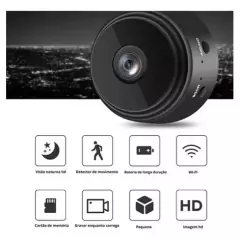 Mini Micro Camera Ip Espiã Wifi Full Hd Segurança Visão Noturna C/gravador De Voz - comprar online