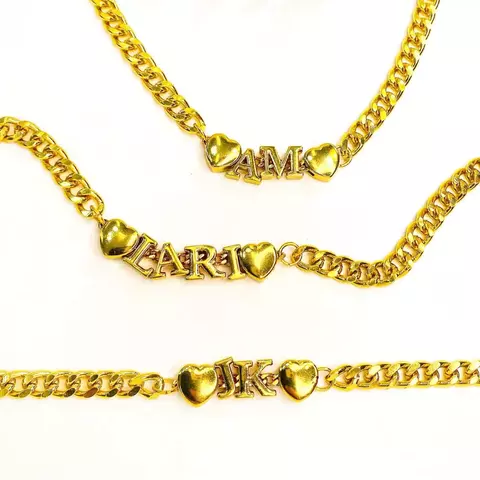 COLAR PREMIUM BLESS 2 LETRAS 2 CORAÇÕES