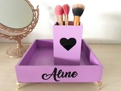 Kit Bandeja e Porta pincel Personalizados - Ateliê Papel e Flor