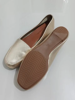 Sapatilha Feminina Mocassim Ouro Light Bico Quadrado Couro Legítimo Novidade em Promoção