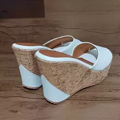 Sandália Feminina Tamanco Alto Cortiça Branca Novidade Promoção - comprar online