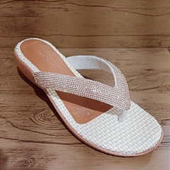 Imagem do Sandália Feminina Tamanco Plataforma Baixa Salto 4cm Strass Novidade Promoção