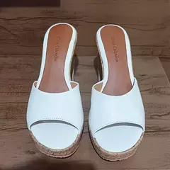 Sandália Feminina Tamanco Alto Cortiça Branca Novidade Promoção - comprar online