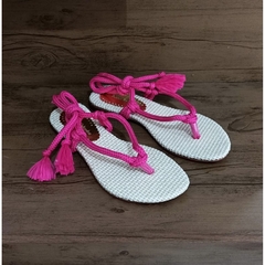 Sandália Feminina Rasteira Corda Rosa Novidade em Promoção - comprar online