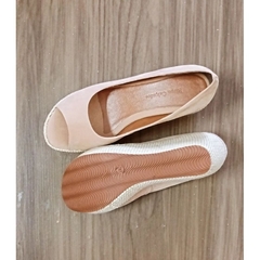 Sandália Feminina Anabela Peep Toe Fechada Plataforma Salto baixo 7cm Nude Novidade Promoção - Rispa Calçados