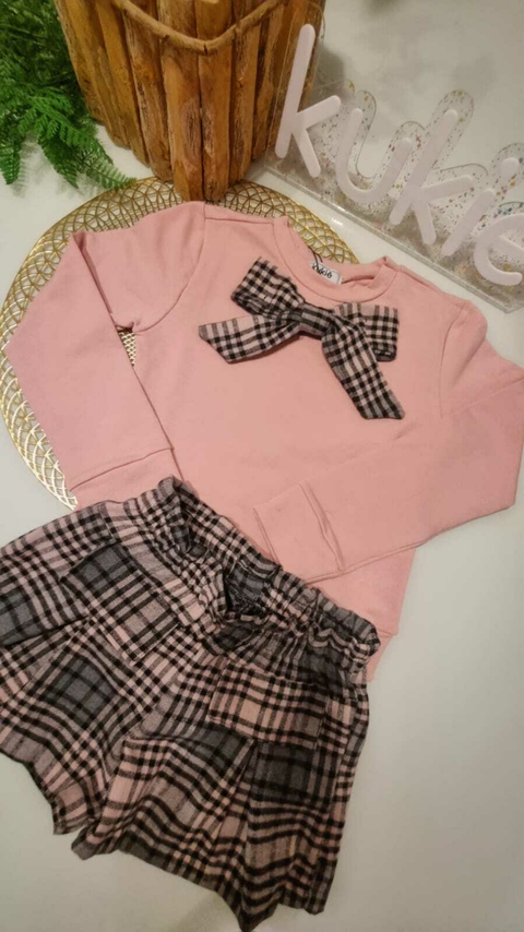 Conjunto de Blusão em Molecotton em e Shorts em Flanela Montreal 79477 Kukiê Infantil Menina - comprar online