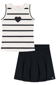 Conjunto de Blusa em Malha Uv e Saia em Fly Tech (com Shorts Embutido) 84085 Kukiê Infantil Menina - Bueno's Kids Moda Infantil