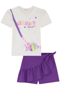 Conjunto de Blusa em Cotton e Short Saia em Air Flow 86016 Kukiê Infantil Menina - loja online