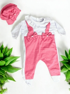 Body Branco e Rosa para bebês reborn até 50cm