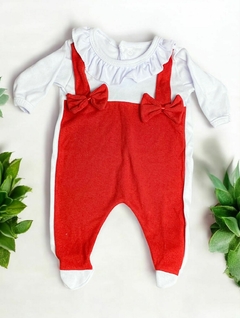 Macacãozinho Branco e vermelho para bebês reborn até 50cm