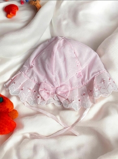 CHAPÉU BEBÊ MENINA BABADINHO COM LAÇO - ROSA - comprar online