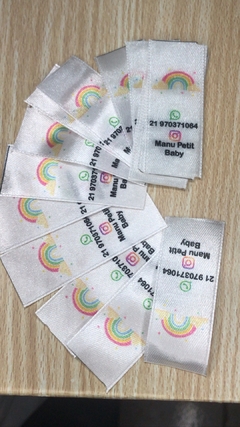 50 etiquetas de cetim personalizadas - 6x2,2cm na internet