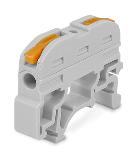 Conector Alavanca de Emenda KV121 1 Via 1 Polo para Cabo 0,2~4,0mm² Corrente Até 32A Fixação Trilho DIN