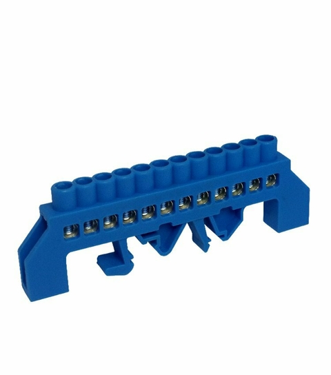 Barramento de Distribuição HC-008 12 Ligações - 80A - Com Proteção (Cabo 10mm) - Fix. Trilho e Parafuso