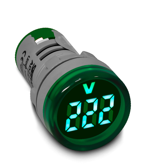 Voltímetro Digital 22mm Verde de 20-500Vca - AD22-22VS-G