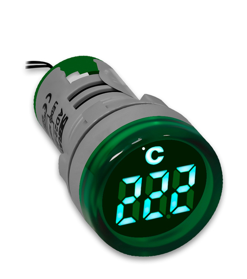 Medidor de Temperatura 22mm AD22-22TMG Verde com Medição -20°C até 199°C - Alimentação 60~380V