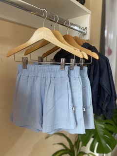 Short Tadeo lino turquesa - comprar online